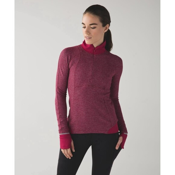 Lululemon Runderful Half Zip Pullover Berry Rumble Bordeaux Drama Yoga Run 6 - Picture 1 of 10